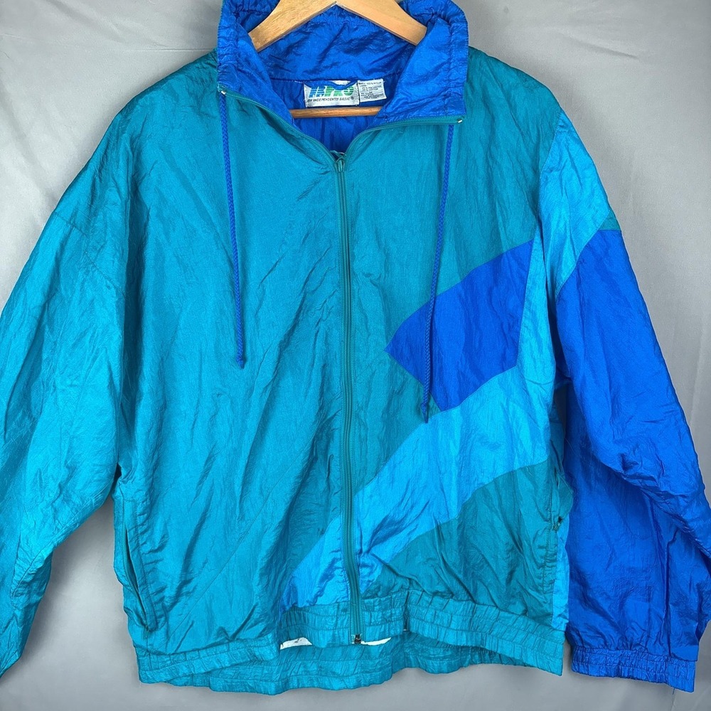 Vintage IBPRO Colorblock Windbreaker Jacket Mens Medium Blue 90s Nylon